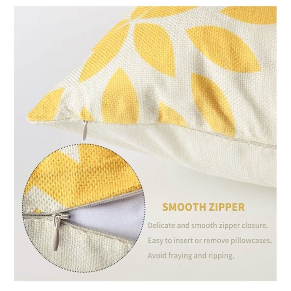 NWT - Set of 4 Yellow and White Decorative Throw Pillows - Picture 4 of 8